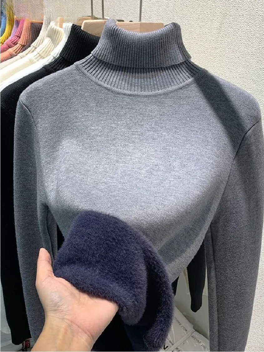Damtröja med sköldpaddshals, en elegant och varm långärmad tröja för höstmode.