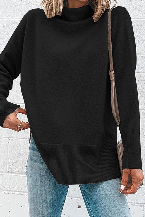 Bekväm långärmad damtröja med avslappnad passform, turtleneck och drop shoulder. Mångsidigt basplagg.
