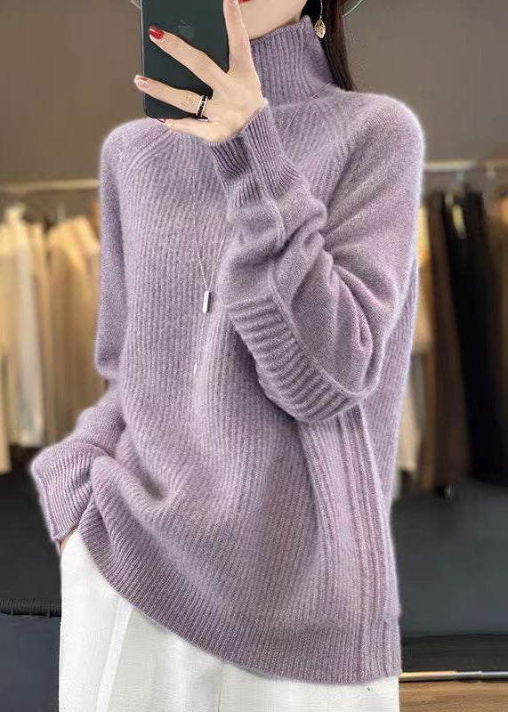 Kvinnors turtleneck tröja, lös passform för höst och vinter. Långärmad damtröja med ledig stil.