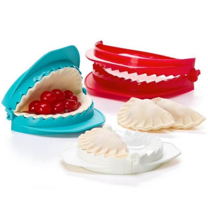 Degpress-set i 3 storlekar för enkel bakning av dumplings och pajer – vitt köksredskap.