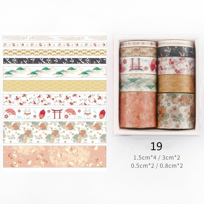 Samling av dekorativa washitejp för journaling, pyssel & DIY. Kreativa mönster för alla dina projekt.