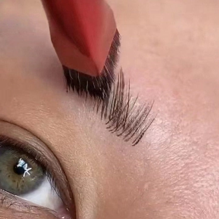 Dubbeländad sminkborste; ögonskuggsborste & vinklad brynborste. Ett verktyg för exakt ögonmakeup.