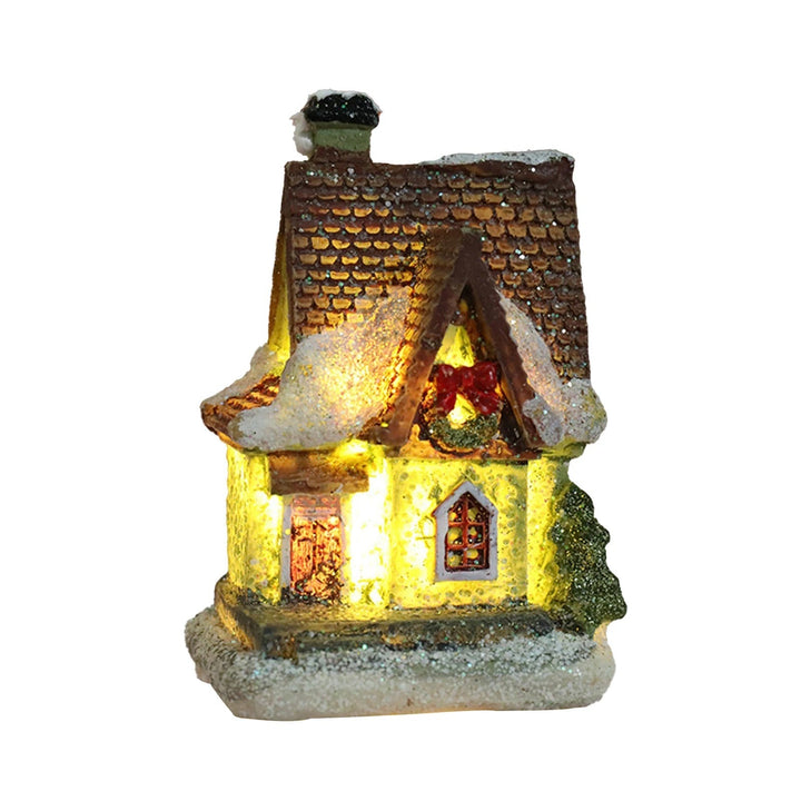 Detaljrikt julpynt: Julbyhus med LED-ljus, perfekt för att bygga en levande julscen eller miniatyrby.