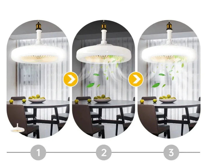 Vacker dimbar fläktlampa som smälter in i heminredningen, erbjuder funktionalitet med både ljus och fläkt.