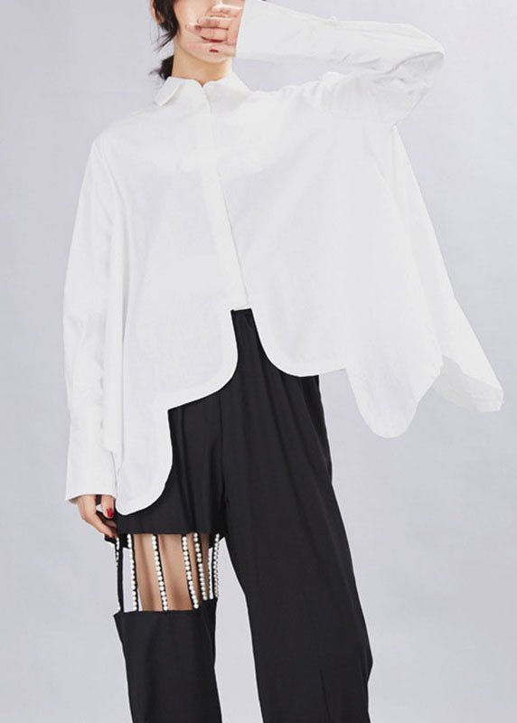 Ledig passform långärmad topp med en unik asymmetrisk design och krage, bekväm och chic.