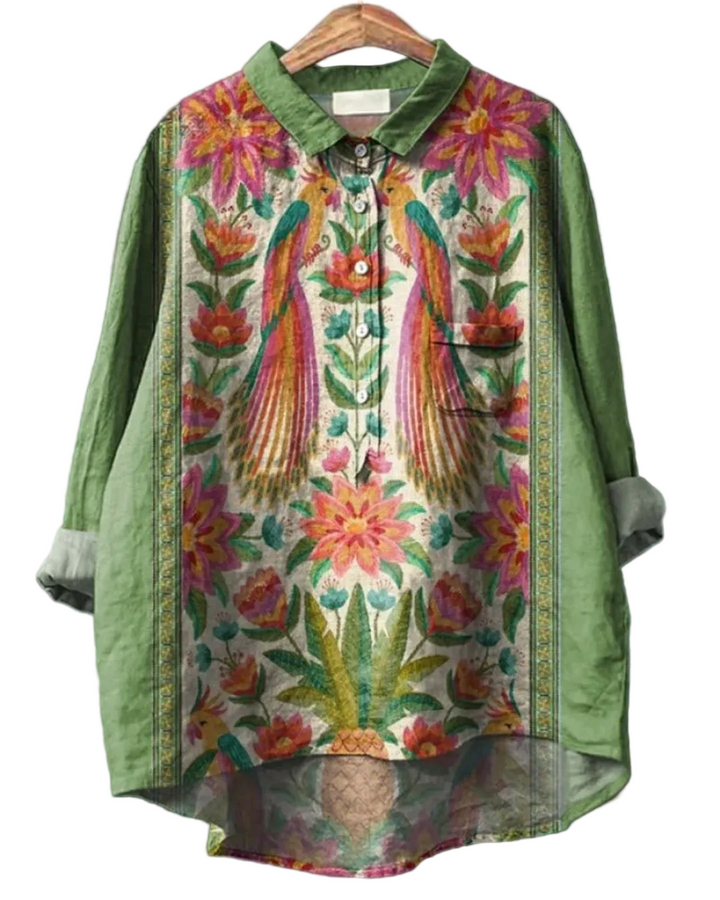 Elegant blommig buttondown-skjorta för kvinnor i klassisk stil, perfekt för vår och sommar