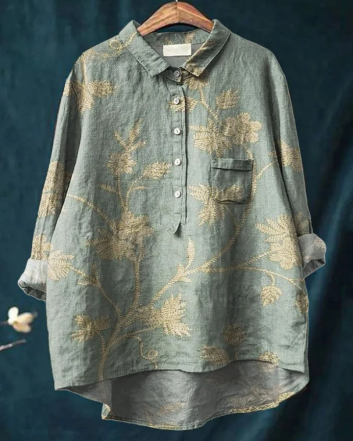Kvinnors blommiga skjorta i olika färgställningar, buttondown och klassisk design för sommarfester