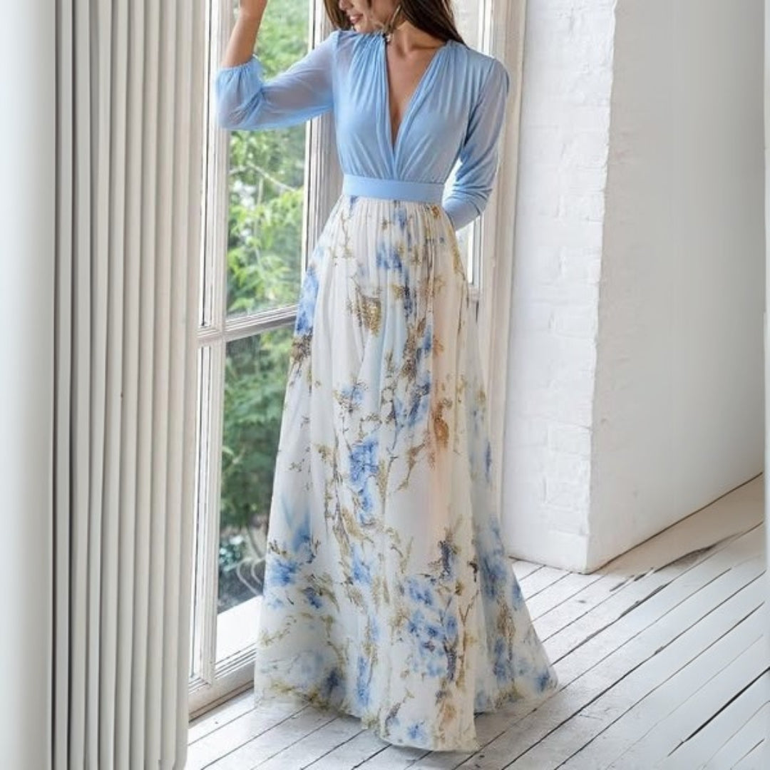 Bekväm och mångsidig blommig maxiklänning för kvinnor, idealisk som elegant sommarklänning eller för vardagsbruk.