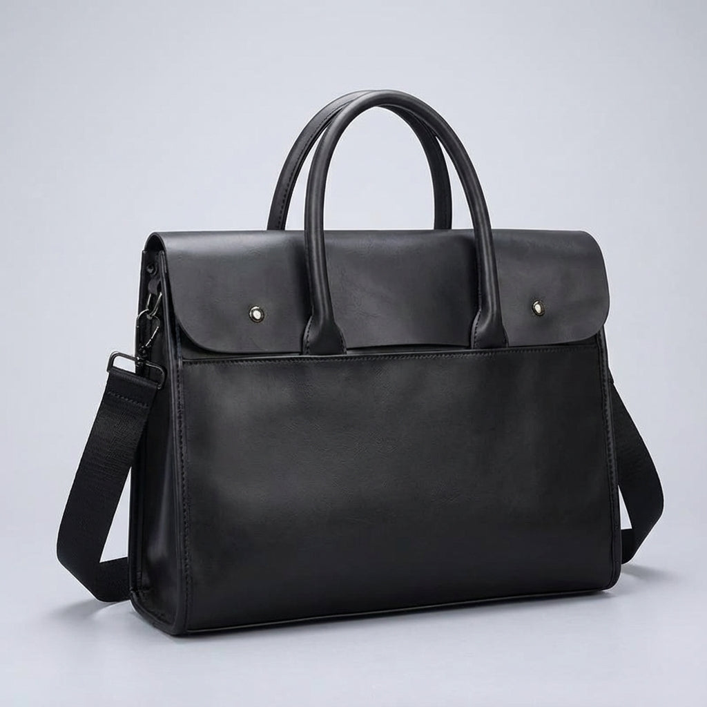 Herrarnas professionella laptopväska 14 tum, med elegant design och flera fack för optimal organisering.