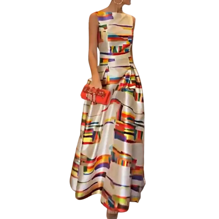 Elegant colorblock maxiklänning för kvinnor. Mångsidig dag- och aftonklänning, perfekt för sommarfest.