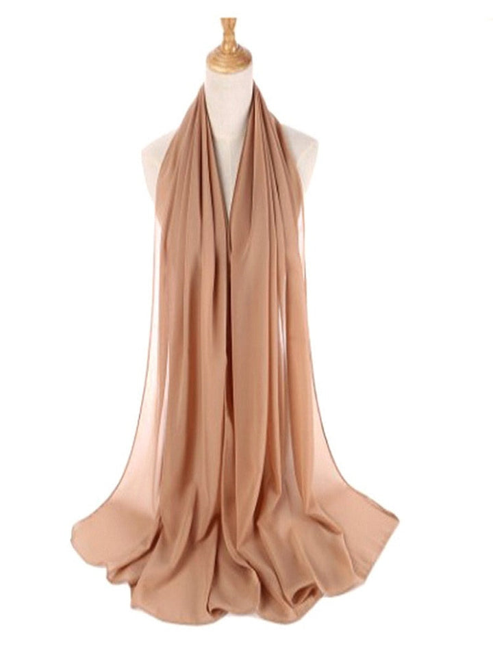 Rosa chiffong hijab pannband, mjuk och feminin sjal för damer, mysig.