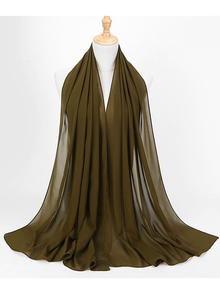 Grå chiffong hijab pannband, neutral huvudduk, enkel att matcha, elegant.