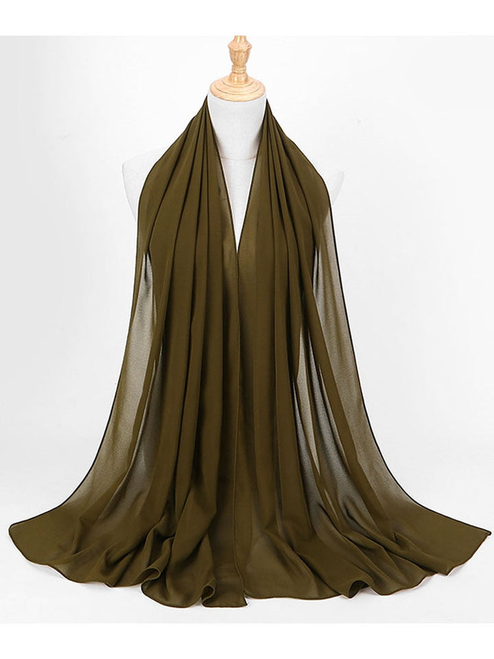 Grå chiffong hijab pannband, neutral huvudduk, enkel att matcha, elegant.