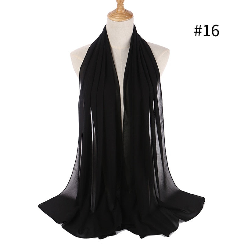 Flerfärgad chiffong hijab pannband, livlig huvudduk, trendig modeaccessoar.
