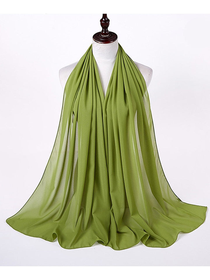 Chiffong hijab pannband med spetsdetaljer, fin sjal för damer, elegant.