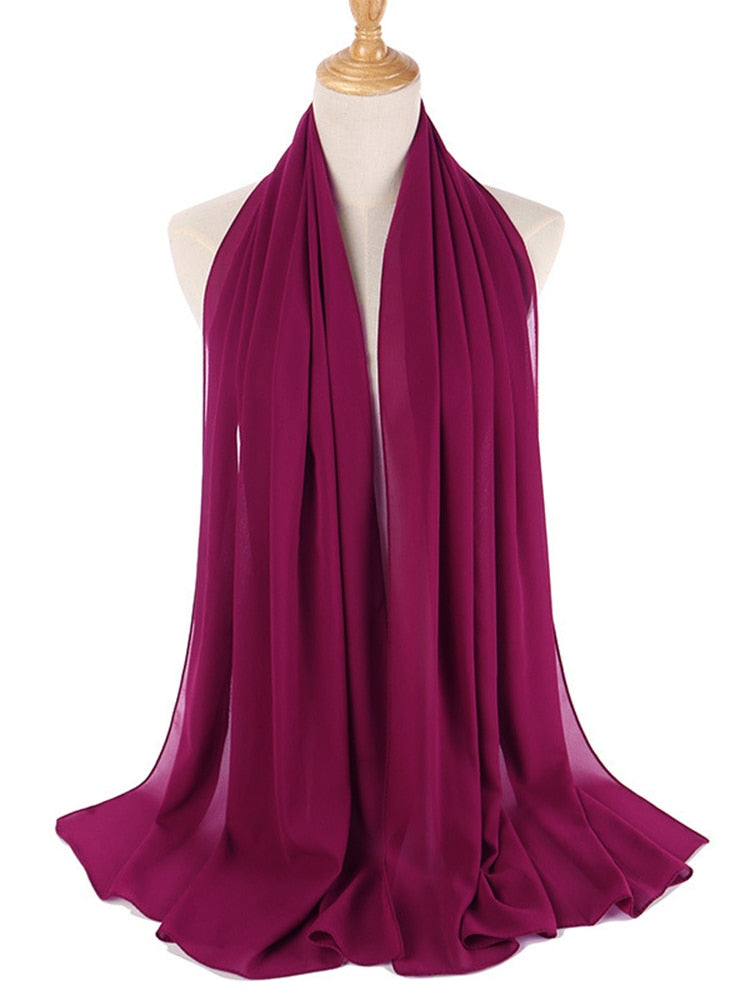 Dubbellager chiffong hijab pannband, extra täckning, bekväm huvudduk.