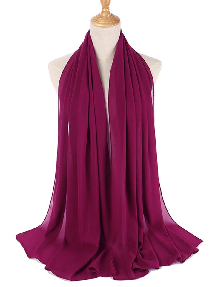 Dubbellager chiffong hijab pannband, extra täckning, bekväm huvudduk.