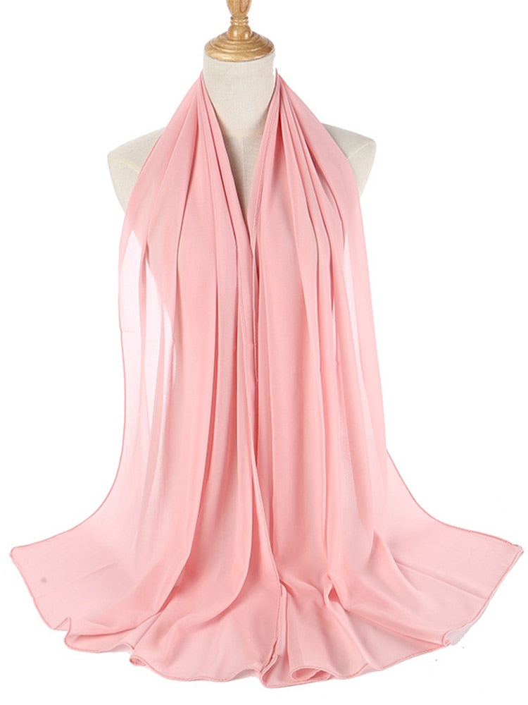 Elegant dam chiffong hijab pannband, bekväm huvudbonad och sjal för kvinnor.