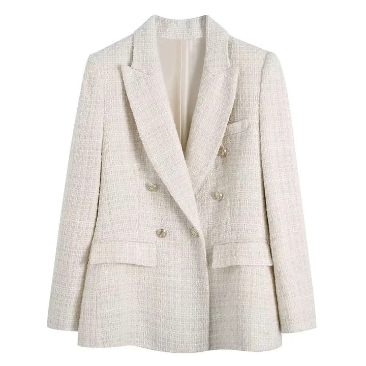 Elegant dam dubbelknäppt blazer i klassisk design, perfekt för kontoret eller som vardagsblazer.