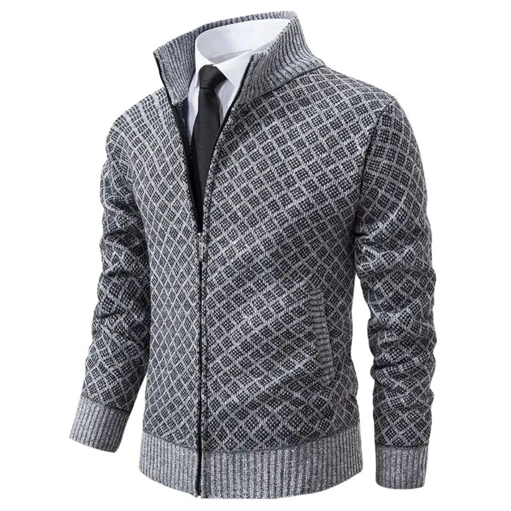 Elegant dam jacquardkofta, lång och mjuk, perfekt för vardag och fest. Bekväm kvinnlig cardigan.