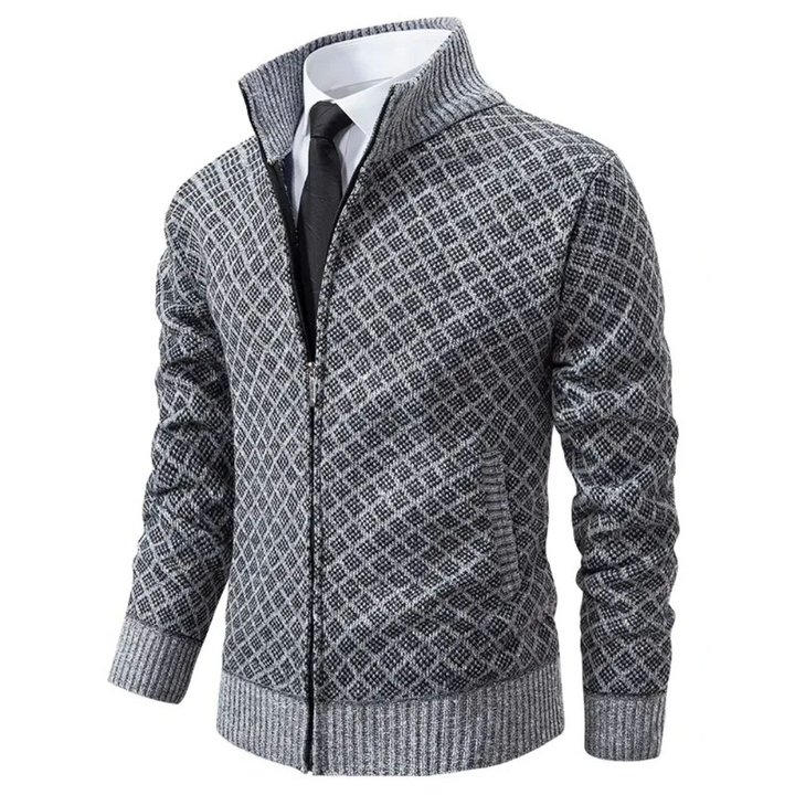 Elegant dam jacquardkofta, lång och mjuk, perfekt för vardag och fest. Bekväm kvinnlig cardigan.