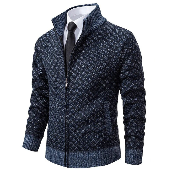 Mångsidig lång jacquardkofta för dam. Mjuk och bekväm för höst- och vårmode. Stilren damkofta.
