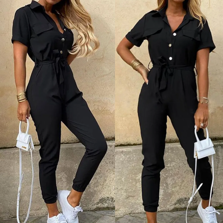 Elegant dam jumpsuit för fest & bröllop, stilren kvällsoutfit.