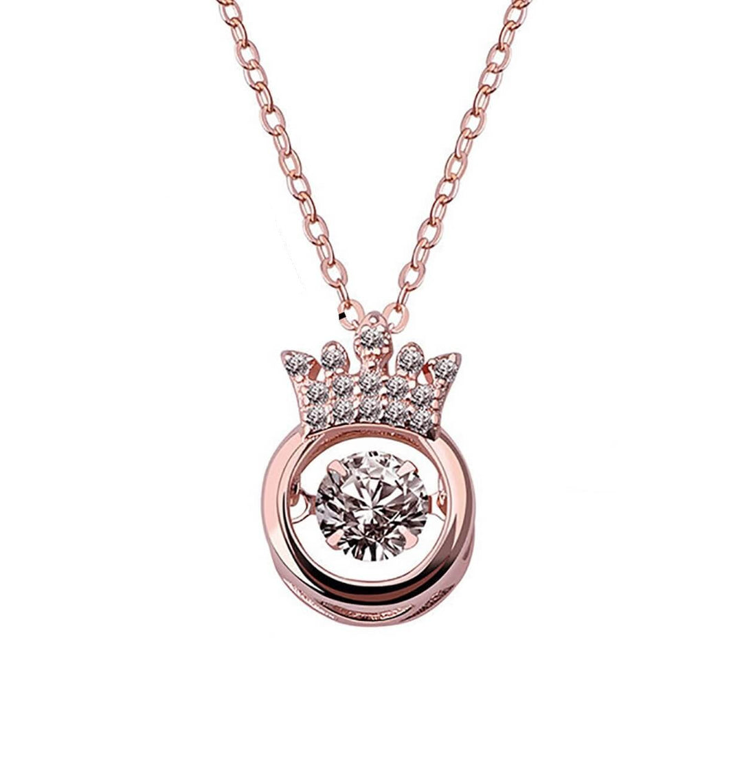 Elegant dam kronhalsband i silver med rörlig zirkoniasten. Perfekt kärleksgåva och smycke.
