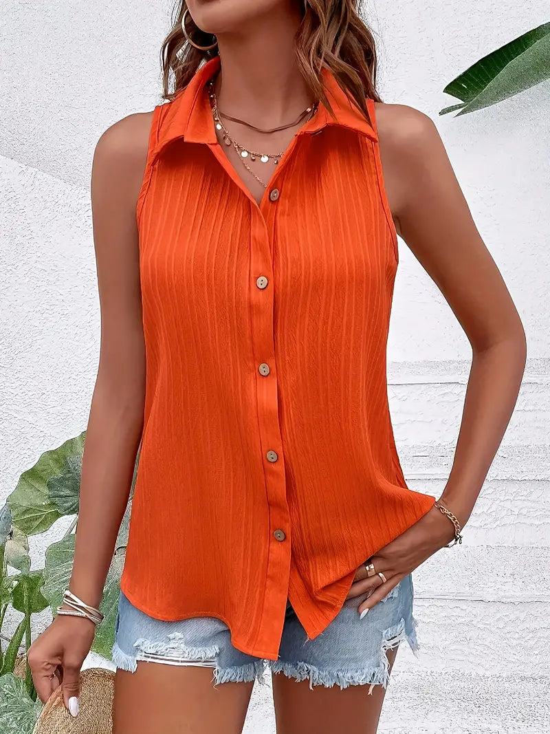 Chic damtopp, ärmlös och elegant. Perfekt vår-/sommarplagg för en trendig och bekväm look.