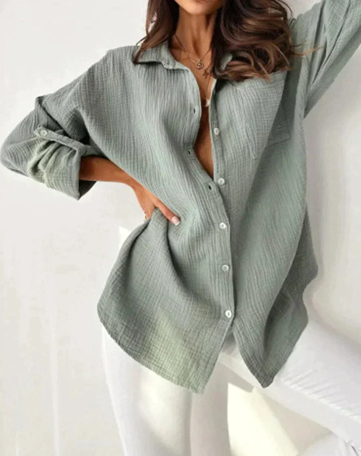 Lättskött damblus i elegant bomull, perfekt vardagsblus, bekväm och färgglad för våren