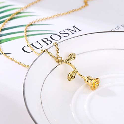 Halsband för kvinnor med romantiskt rosmotiv. Smycke i zinklegering, guld- & silverdetaljer.