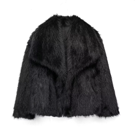 Chic damjacka i fuskpälsstil med robust dragkedja. En perfekt elegant vinterjacka för speciella tillfällen.