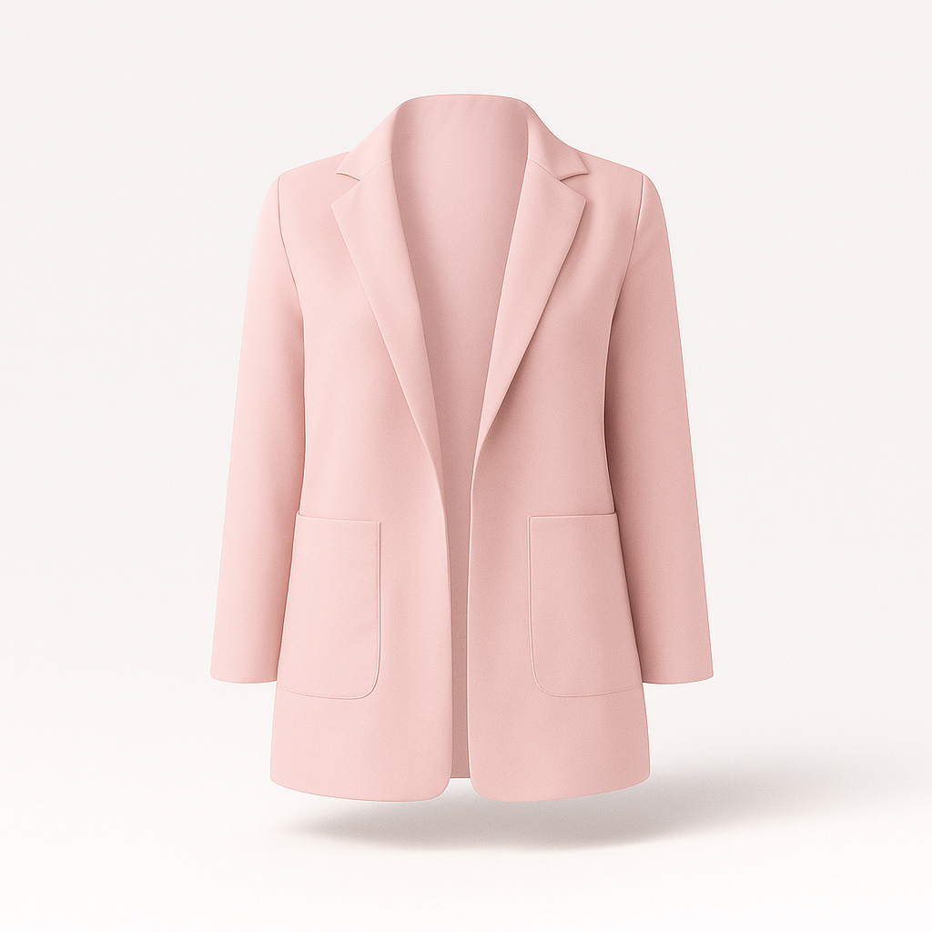 Kvinna i stilren damkavaj kombinerar businesslook med vardagsmode. Mångsidig höstkavaj.