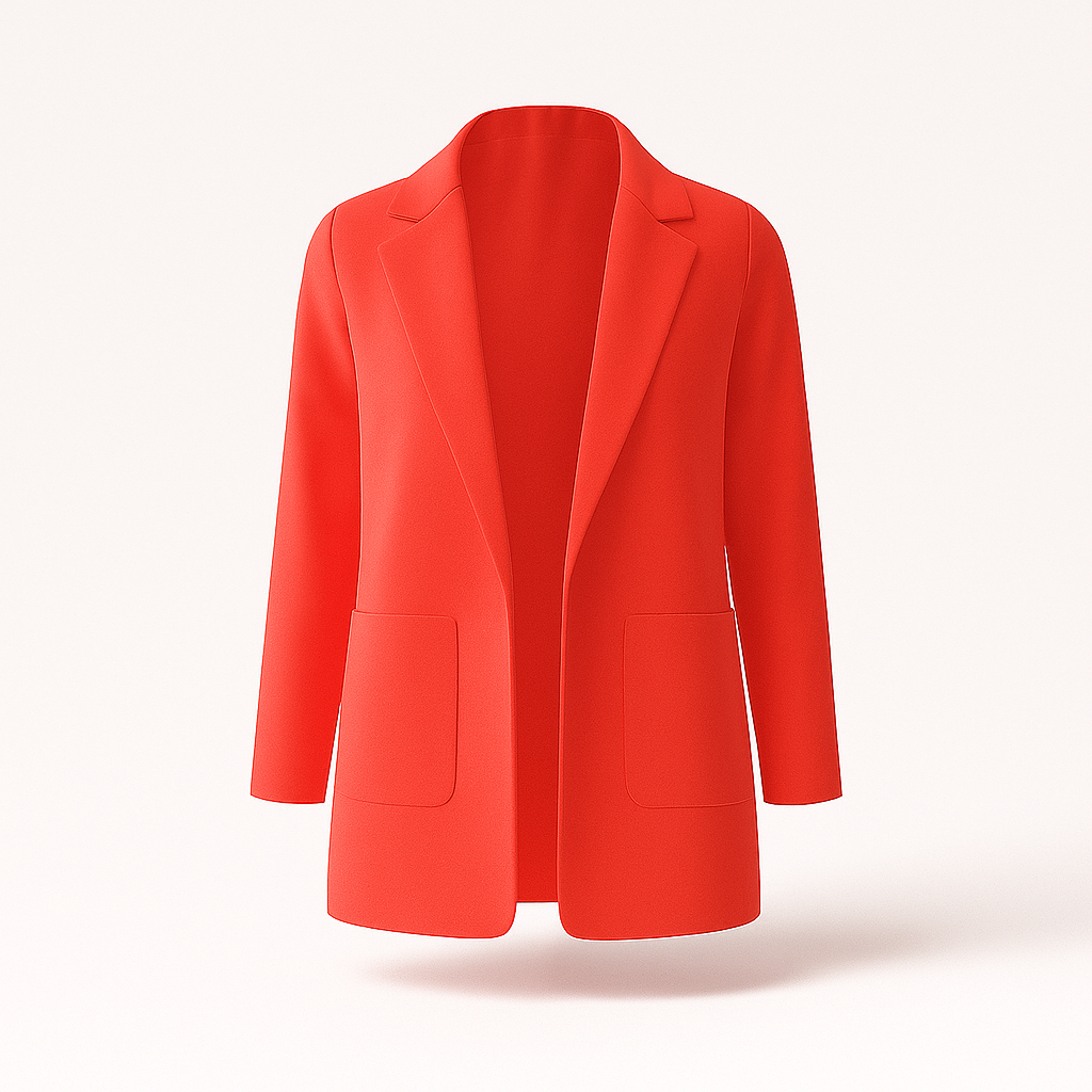 Bakifrån: Elegant damkavaj med stilren passform, idealisk för hösten. Mångsidig look.