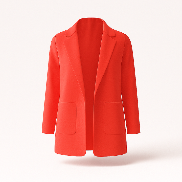 Bakifrån: Elegant damkavaj med stilren passform, idealisk för hösten. Mångsidig look.