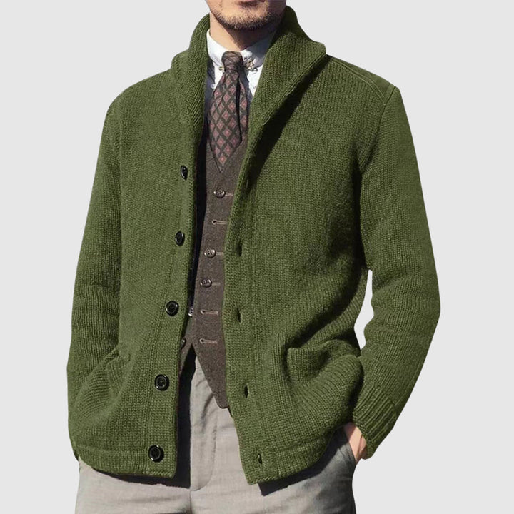 Vintage damkofta med elegant lapelkrage och knappar. Klassisk design för mångsidig och bekväm damklädsel.