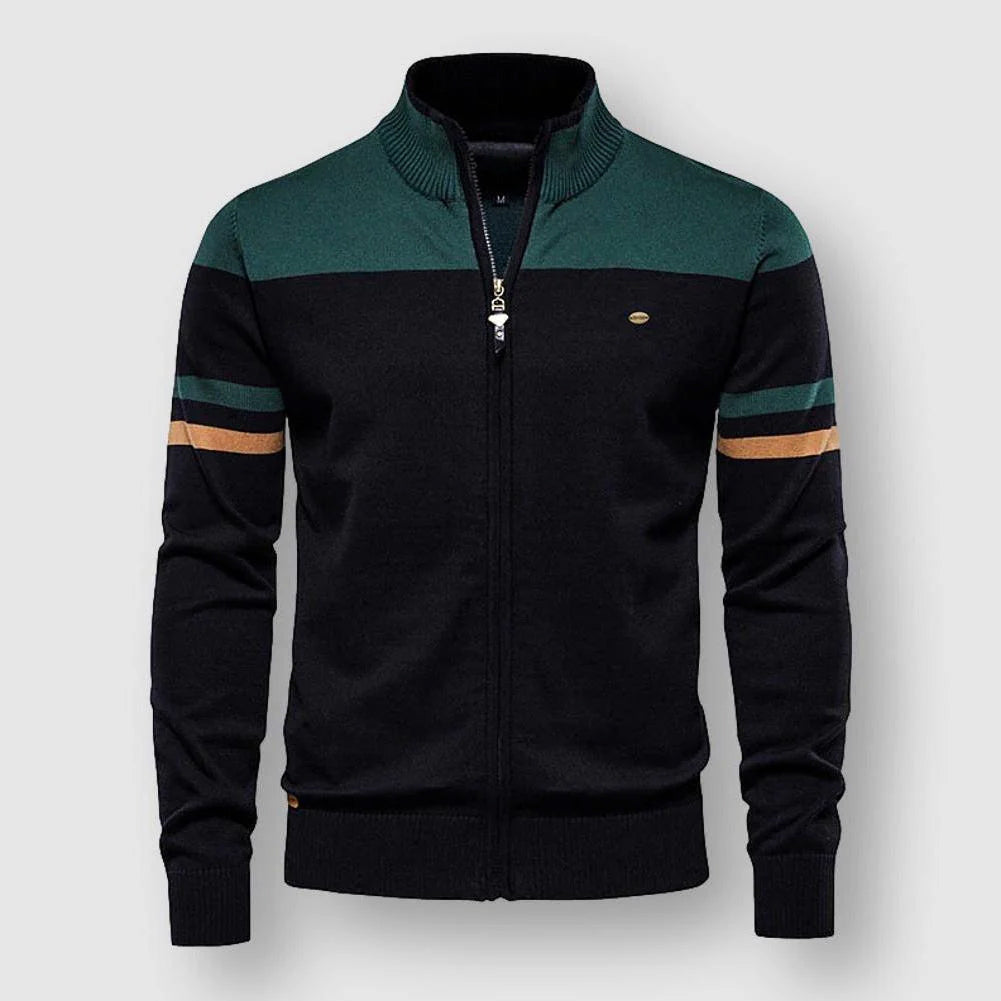 Stilren och bekväm damkofta med stativkrage. Elegant cardigan med dragkedja, mångsidigt vardagsplagg för kvinnor.