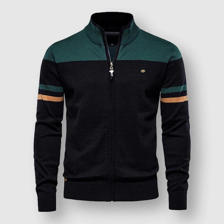 Stilren och bekväm damkofta med stativkrage. Elegant cardigan med dragkedja, mångsidigt vardagsplagg för kvinnor.
