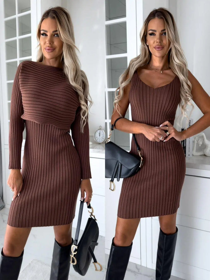 Elegant damkostym med strukturerad topp & matchande kjol. Perfekt för affärer & festliga tillfällen, modern stil.