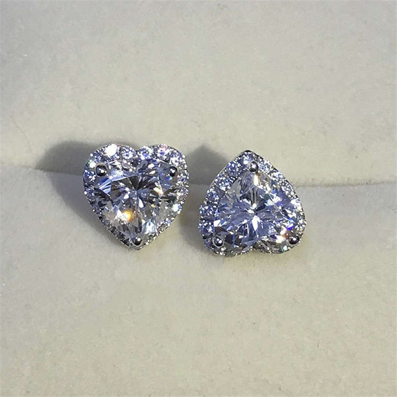 Romantisk damring med hjärtformad cubic zirconia förlovningsring, silver smycke.
