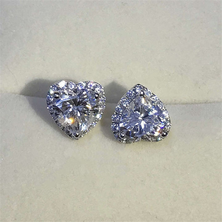 Romantisk damring med hjärtformad cubic zirconia förlovningsring, silver smycke.