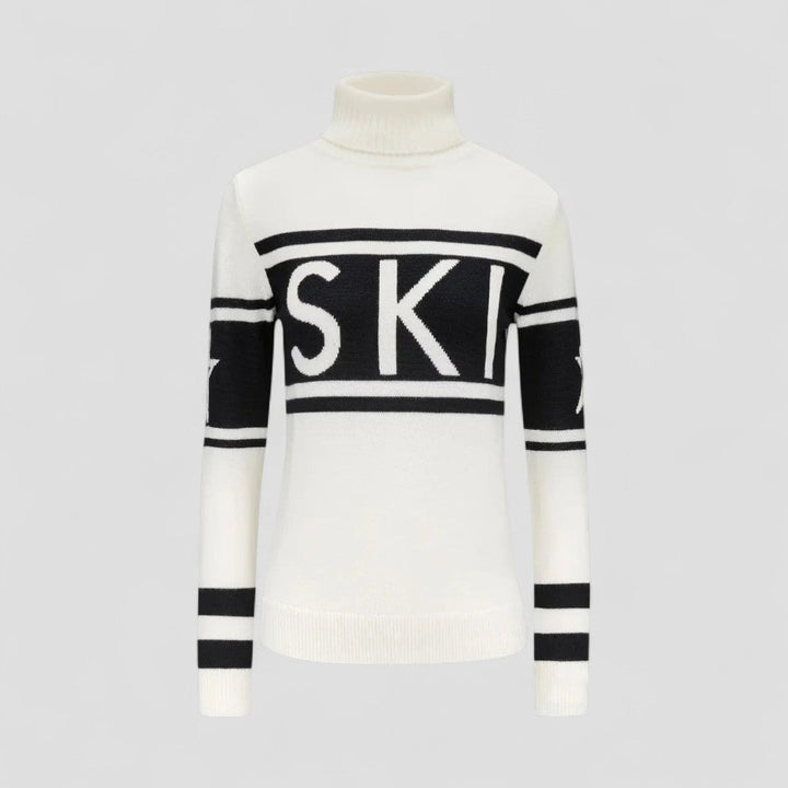 Stilren, stickad damtröja med turtleneck. En citylook-favorit som ger både värme och elegans för vardag.