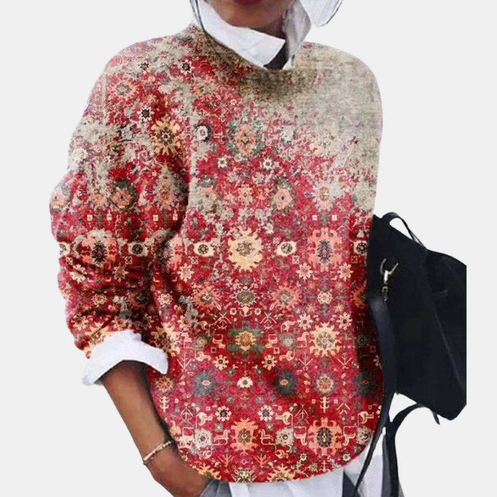 Damtröja i vintagestil, stickad. Bekväm casualtröja för hösten, perfekt för trendigt vardagsmode.