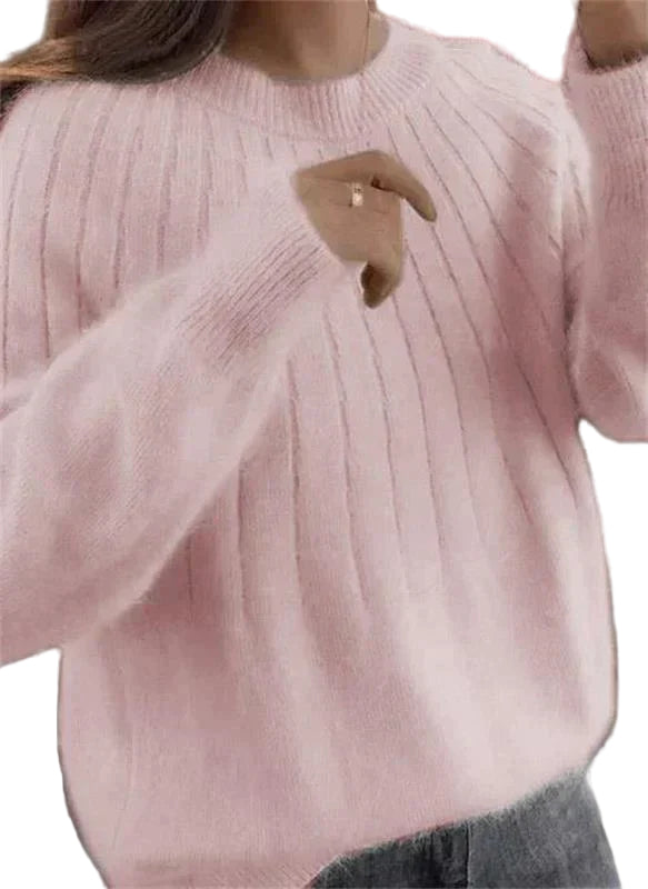 Elegant damtröja med rund hals, perfekt för höst & vinter. Bekväm och stilren vardagsstil för kvinnor.