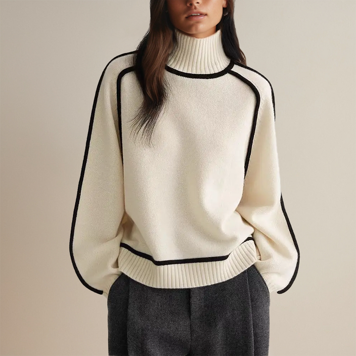 Bekväm stickad damtröja med rullkrage, idealisk för en varm och elegant vinterlook.