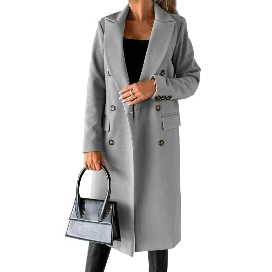 Elegant damvinterjacka, varm & chic. Perfekt för kalla vinterdagar. Mellanstor modejacka med fickor.