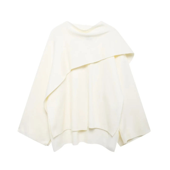 Chic draperad cape kappa, ett elegant ytterplagg som lyfter din stil.