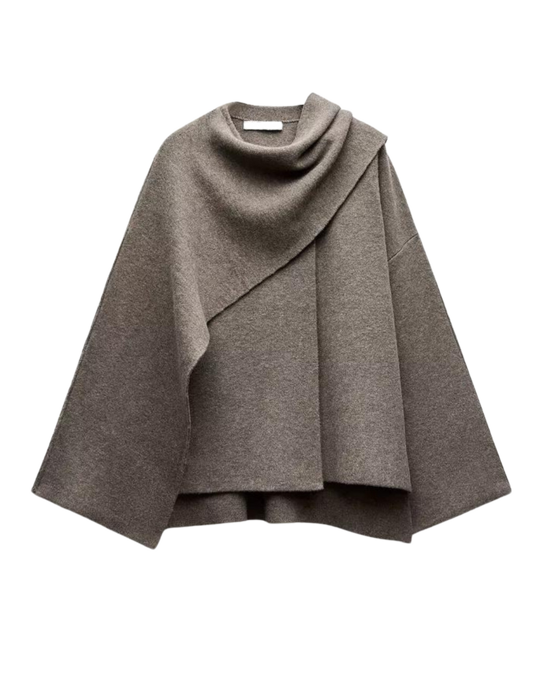 Draperad cape kappa för elegant värme, ett stilfullt val för skiktat mode.