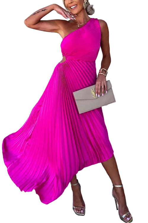 Elegant enaxlad festklänning för damer med trendig cut out-detalj. Perfekt som partyklänning eller bröllopsklänning.