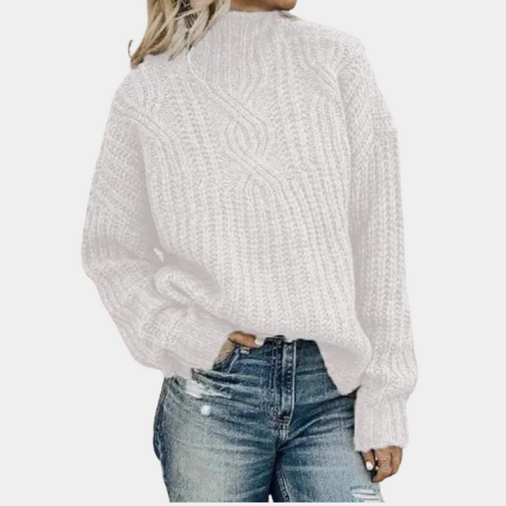 Långärmad damtröja med rund hals, perfekt för höstmode. En bekväm och stilren vardagsfavorit.